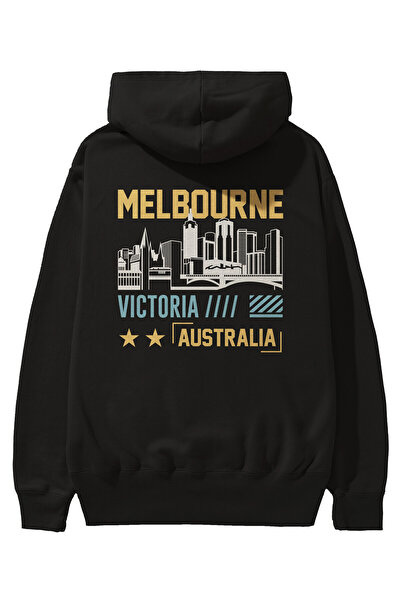 Ankhises Melbourne Back Štampano Crna Oversize kroj Sa kapuljačom Dukserica M...