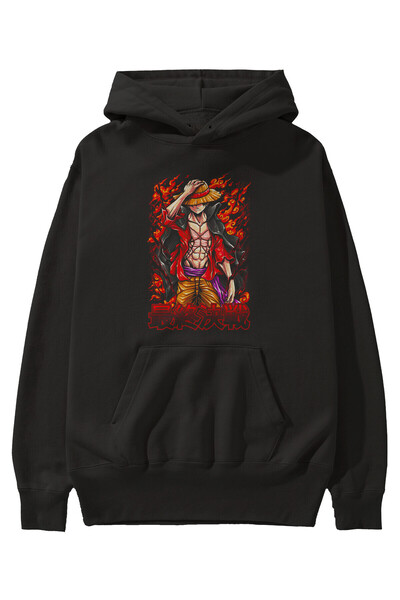 Ankhises MONKEY D. LUFFY (3) Anime Front Štampano Crna majica sa kapuljačom O...