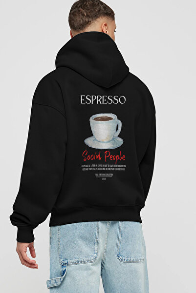 Ankhises هودي أسود كبير الحجم مطبوع عليه كوكتيل الإسبريسو من الخلف، سويت شيرت...