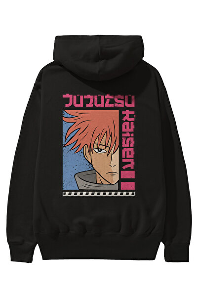 Ankhises Jujutsu Kaisen Back Štampano Crna Oversize kroj Sa kapuljačom Dukser...