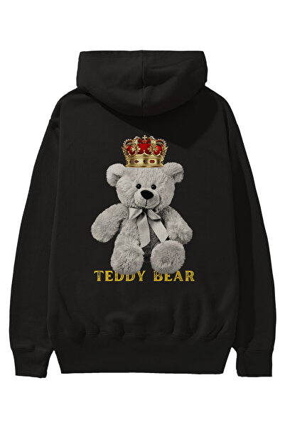 Ankhises Teddy Bear Back Štampano Crna Oversize kroj Sa kapuljačom Dukserica ...