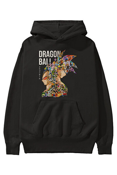 Ankhises DRAGON BALL ART (5) Hanorac negru cu glugă cu imprimeu în față Anime...