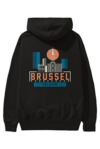 Ankhises Brussels Back Štampano Crna Oversize kroj Sa kapuljačom Dukserica Mu...