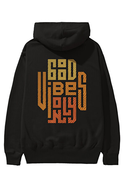 Ankhises Good Vibes Only 2 - Muška ženska crna Oversize kroj Sa kapuljačom ma...