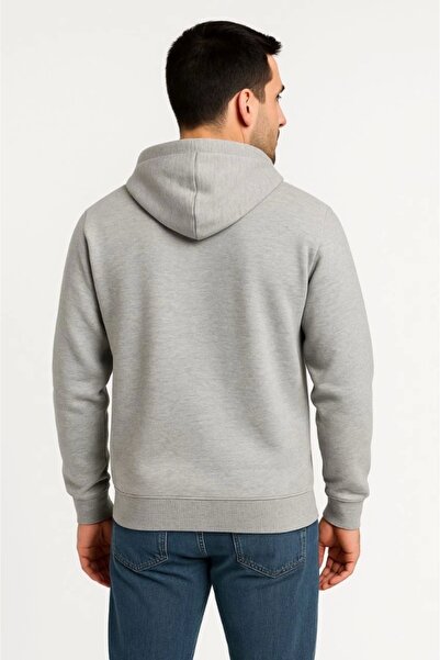 Silerra Men's Three Thread Hooded Full Zipper Kangaroo Pocket Sweatshirt Hoodie - Gray