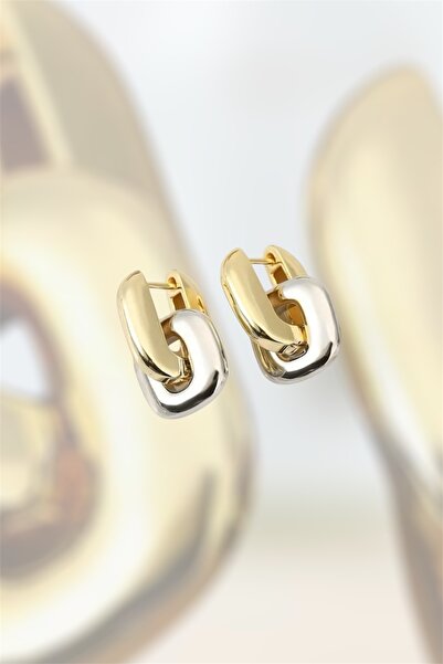 Sevilgülgünfinecrafts Thick Formed Women's Earrings with Chain Ring |   Glamour and Timeless Elegance