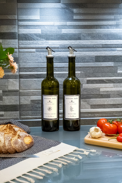 KHAKMA Amber Set of 2 750 ml Olive Oil Oil Bottle Oil Pot Oil Bowl 750 Bb Za