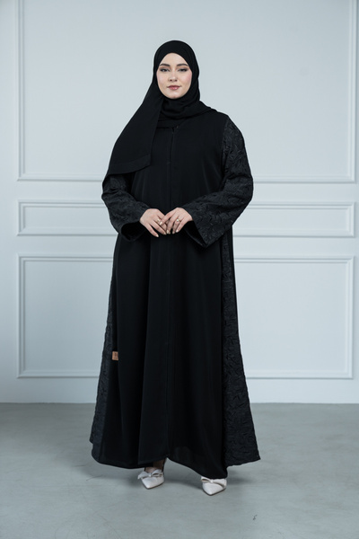 LAVİNİA Lavinia women's abaya with embroidered sides of the fabric