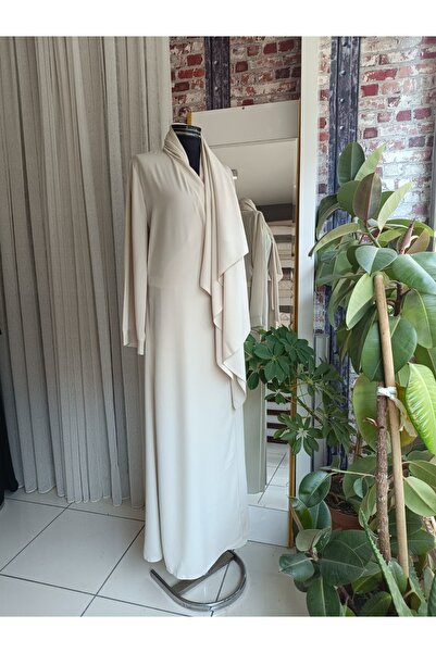 Misue Handmade Medine Ipeği Kruvaze Namaz Elbisesi + Şal, Ipek Sabahlık, Çeyizlik Namaz Elbisesi, Mevlüt Elbisesi