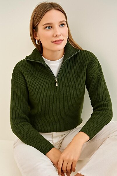 NewCabin New Season Women's Half Zip Rib Knitwear Sweater