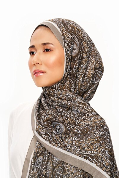 MOISCARF Pearl Palace șal superior cu modele etnice, cafea amară