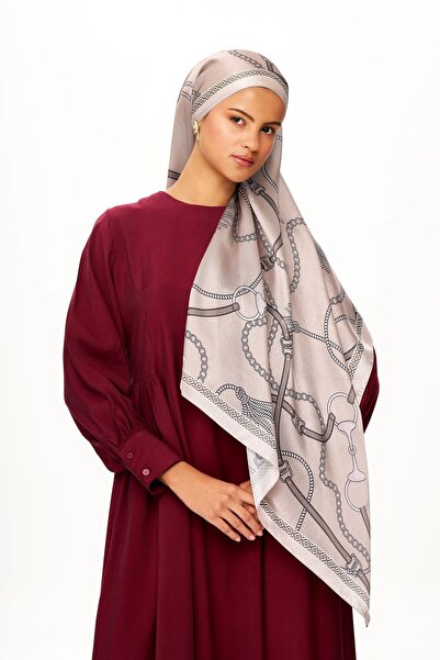 MOISCARF Mystique Violet Refined Jan Jan Chain Patterned Shawl Beige