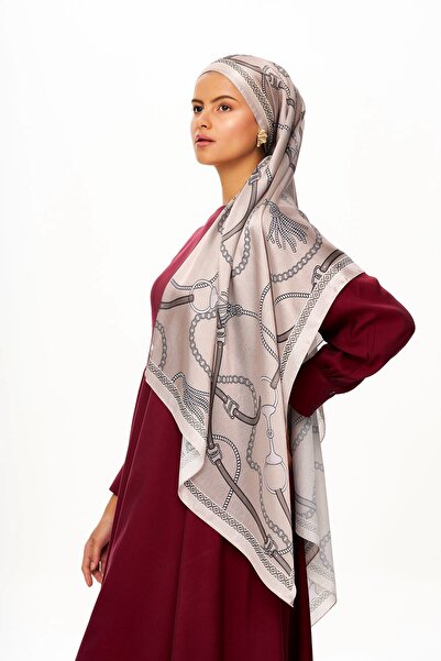 MOISCARF Mystique Violet Refined Jan Jan Chain Patterned Shawl Beige