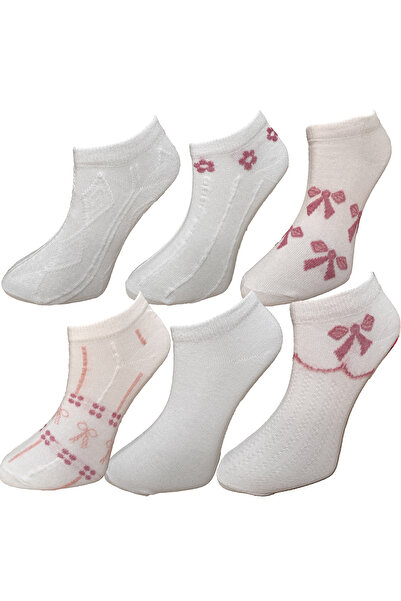 Silk Step Pack of 6 Women's Ankle (Bootie) Socks, 6 Different Pattern Themes on a White Background.