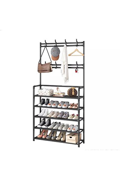 OEMN Cuier Metalic Multifuncțional cu 5 Rafturi și 8 Cârlige