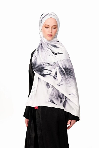 MOISCARF Florence Dream Zero Weight Patterned Shawl White