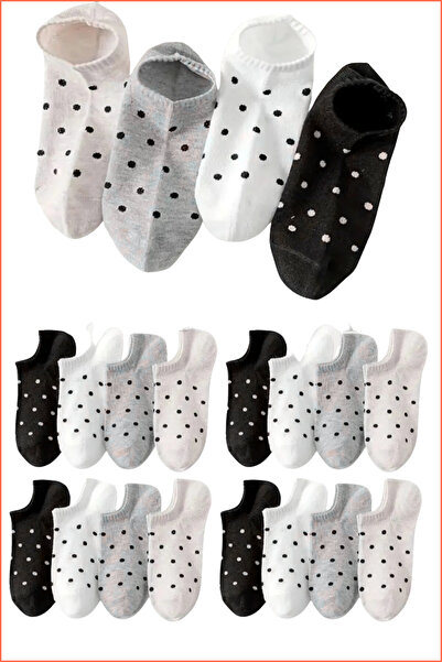 peru moda 8 Çift Puantiye'li Kadın Patik Çorap Seti Günlük Kullanım