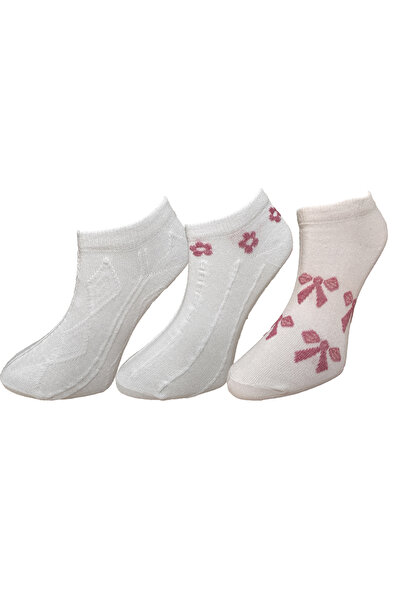 Silk Step Pack of 6 Women's Ankle (Bootie) Socks, 6 Different Pattern Themes on a White Background.