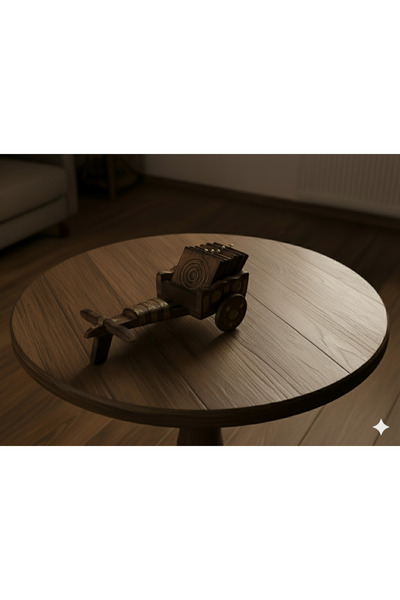 Other Handmade Antique Wooden Cart and Coaster Set