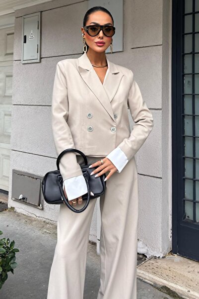 Lijuri Double Breasted Jacket Suit with Cuffs Garnish 10168