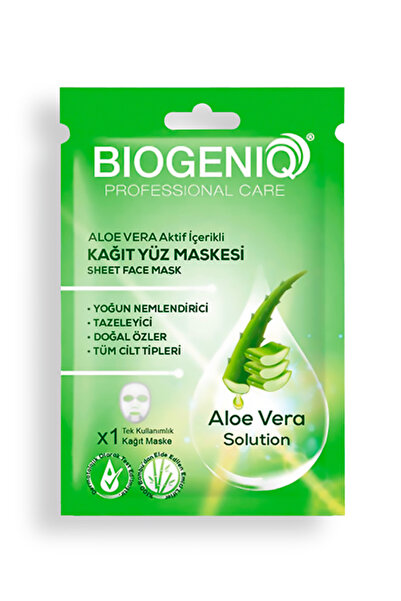 Biogeniq Aloe Vera Solution Tek Kullanımlık Kağıt Yüz Maskesi