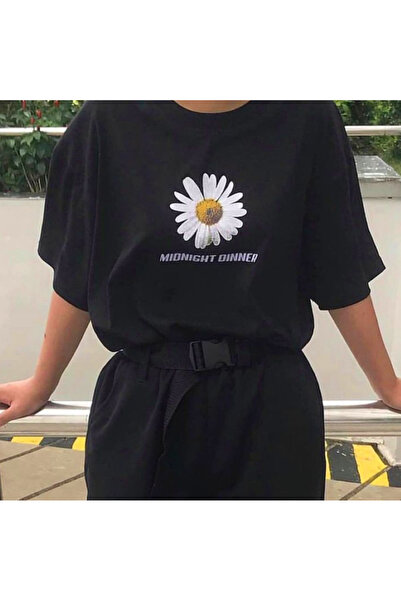 Elvino Tricou de damă oversize cu imprimeu cu flori de margaretă