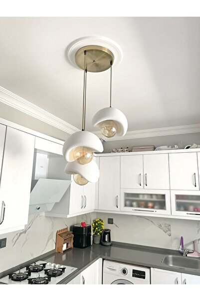 DREAM MODE Beton Görünümlü Modern Şık İskandinav Tarz 3 Başlıklı Avize (25cm) (RUSTİK AMPUL HEDİYELİ) NESTVİBE