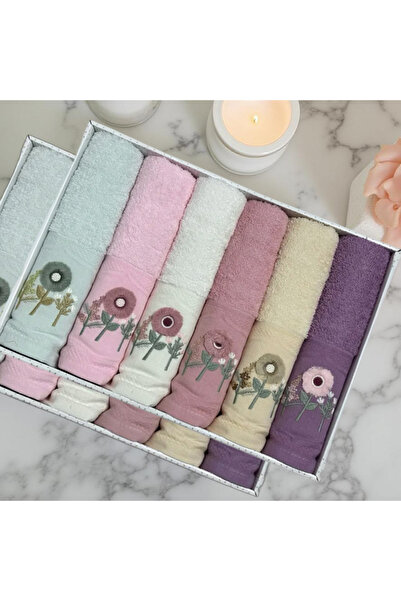 Muensu 6 قطع مناشف الوجه، 50*90 منشفة مكونة من 6 قطع، منشفة مطرزة ومزخرفة 0033