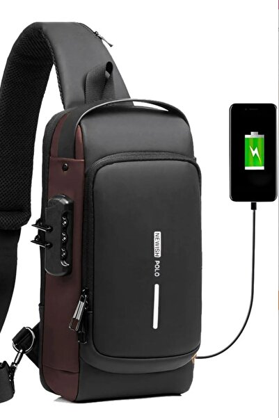 Genel Markalar Nanopro Usb Şarj Portlu Ve Kilitli Şık Omuz Göğüs Çantası