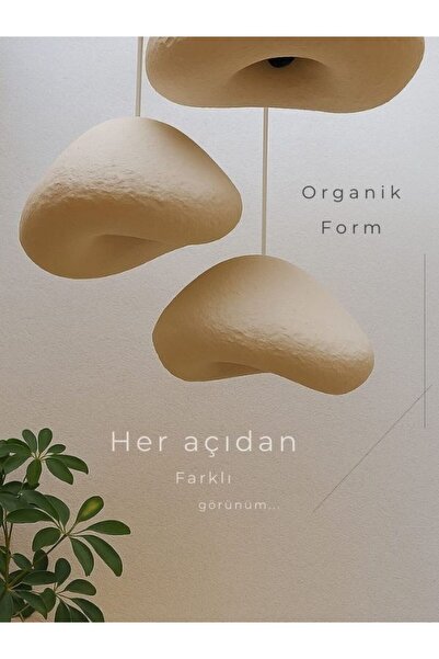 BLANJ COFFEE ROASTERY 35 CM 3 ADET SET GERÇEK TAŞ DOKULU AVİZE