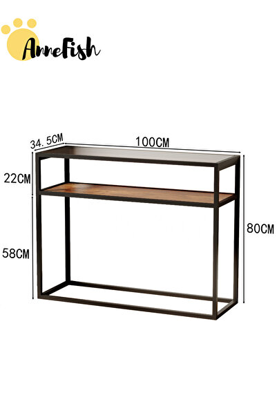 AnneFish 100*34.5*80cm Console Table 2tier Tempered Glass Top Coffee Corner Display Entryway Table Entrance