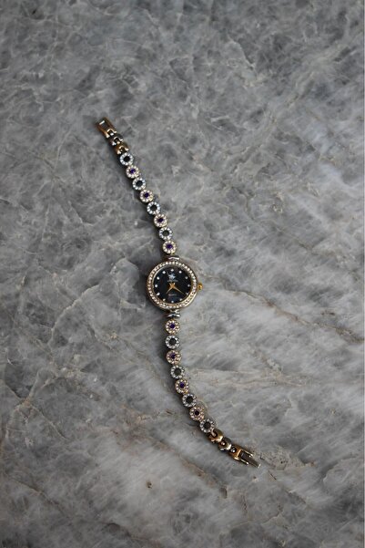 SHINELUC Bella Rosa Blue Oval Taşlı Gold Detaylı Kadın Saat