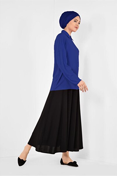 TRENDTESETTÜR Women's Navy Blue (PARLEMENT) Classic Blouse 4887