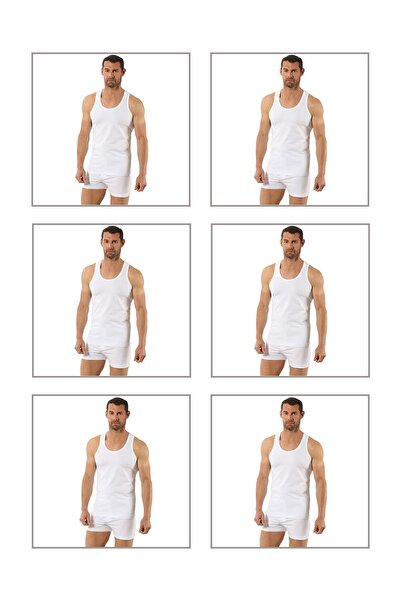 ÖZKAN underwear Özkan 0267 6 Pack Men's Cotton Lycra Single Jersey Flexible Comfortable Back Cross Athlete Rambo Athlete;