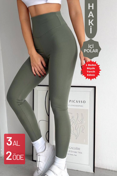 Mogi Butik Kadın Yüksek Bel Şardonlu incelten Toparlayıcı Kışlık Tayt 3027