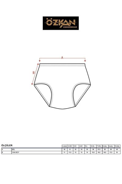 ÖZKAN underwear Özkan 0305 6'lı Paket Kadın Ribana Esnek Pamuklu Yüksek Bel Bato Külot