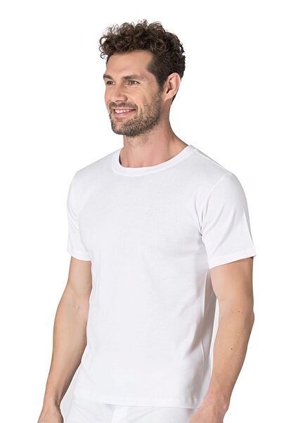 ÖZKAN underwear Özkan 0116 6 Pack Men's Ribbed Flexible Comfortable Closed Collar Half Sleeve Athlete Undershirt