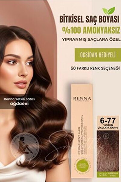 Renna AMONYAKSIZ Bitkisel Yıpranmış Saçlar İçin Saç Boyası 6-77 YOĞUN ÇİKOLATA KAHVE 60ml