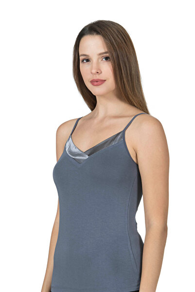 ÖZKAN underwear Özkan 2040 Women's Premium Fabric Viscose Satin Collar Flexible Comfortable Thin Strap Athlete