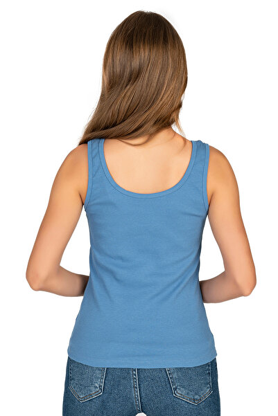 ÖZKAN underwear Özkan 26815 Kadın Soft Pamuklu Kaşkorse Fitilli Esnek Rahat Kalın Askılı Örme Atlet Bluz