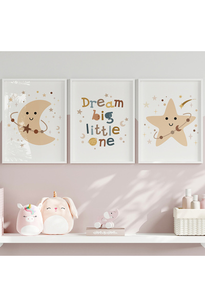 CKA Tasarım Dream Big Little One 3'lü Tablo Seti, Bebek ve Çocuk Odası Tablosu