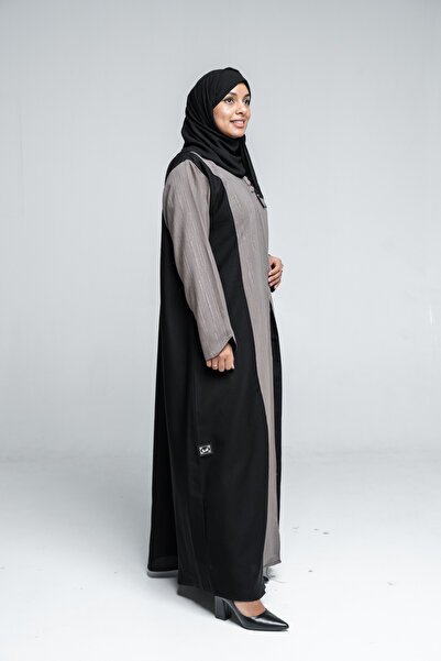 LAVİNİA Lavinia women's abaya, two-tone fabric with jacquard