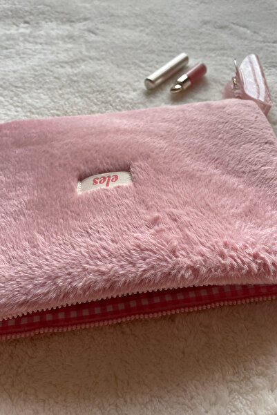 eles Pink Plush Tablet Bag, Pink Plush Tablet Case, Plush Tablet Bag 11-12 Inch