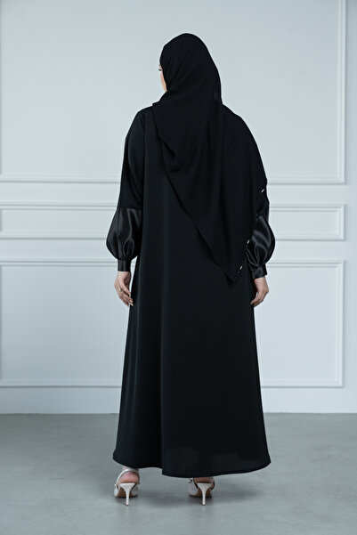 LAVİNİA Lavinia women's abaya with embroidered pockets, knights fabric