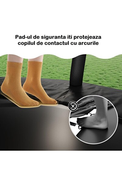 Smart Vibe KangoJump 8FT/244cm Kids Trampoline with 360° Net, Ladder, Wind Anchors and Galvanized Frame