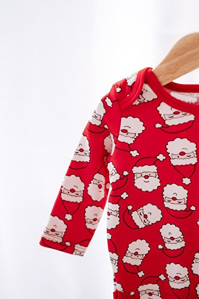 Lilabio Cotton Long Sleeve Red Santa Baby Bodysuit