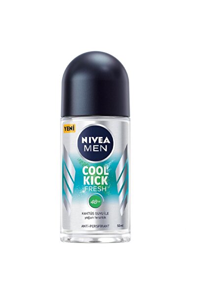 NIVEA MEN Erkek Roll-on Deodorant Cool Kick 50ml, 48 Saat Anti-perspirant Ter Koruma, Kaktüs Suyu,Ferahlık