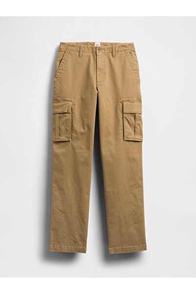GAP Erkek Bej GapFlex Straight Kargo Washwell™ Pantolon