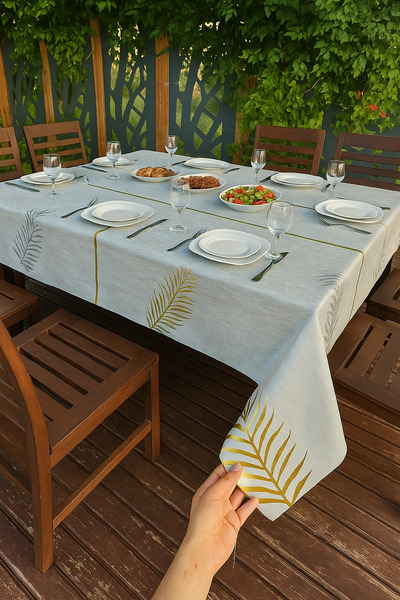 Rona Home Modern Leaf Pattern Tablecloth Waterproof Easy Wipe Pvc Table Cover Stylish and Luxurious Design