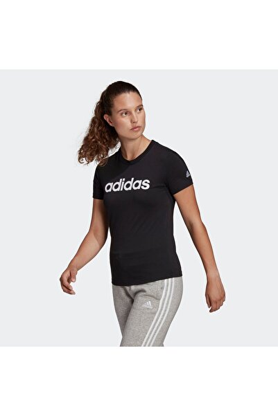 adidas Γυναικείο μαύρο μπλουζάκι Loungewear Essentials Slim Logo (GL0769)